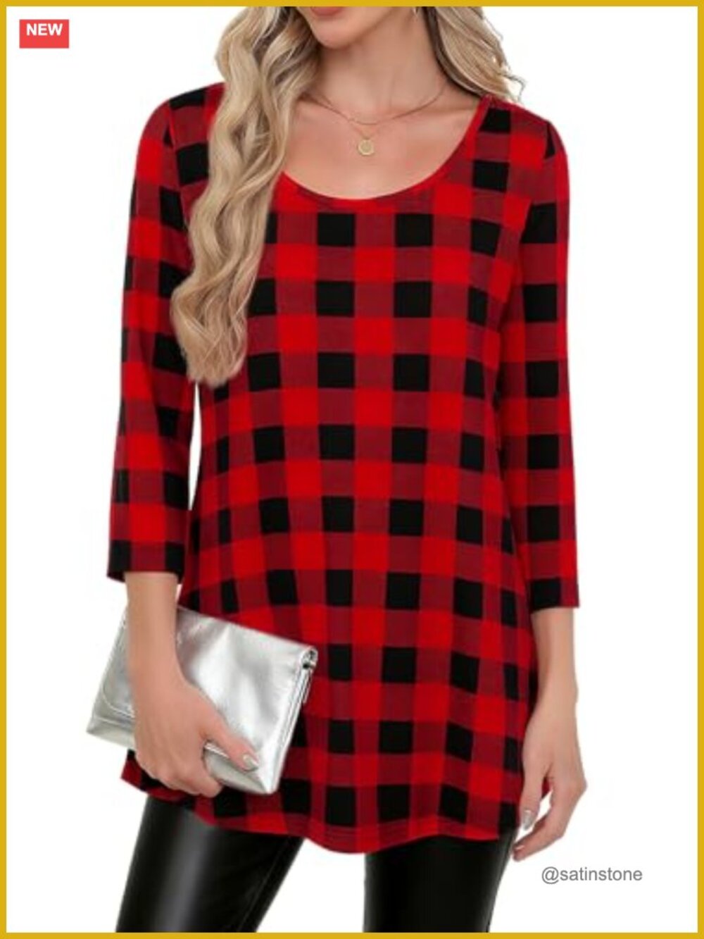 3/4 Sleeve Floral Tunic Blouse for Women - Dressy Casual Top Soft Stretchy
